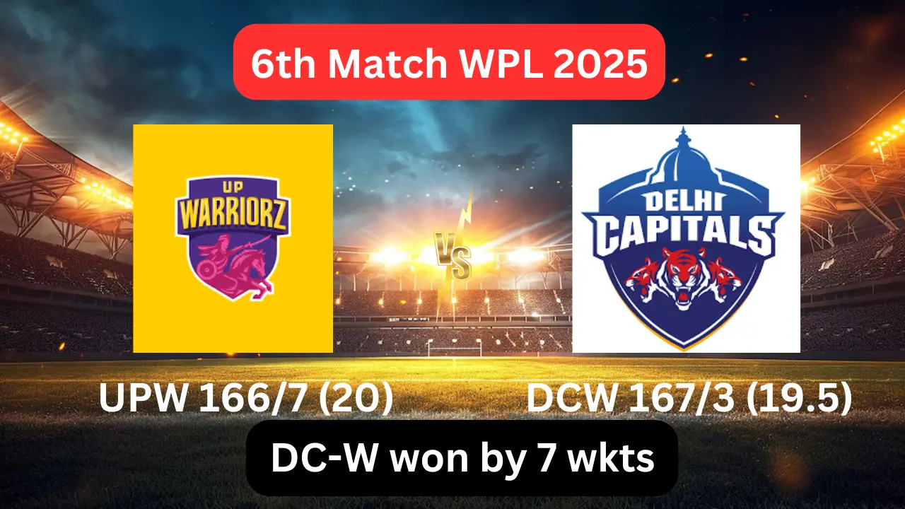 UPW VS DCW 6th Match WPL 2025