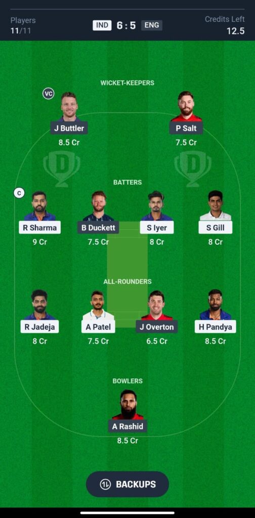 ind vs eng 3RD odi 2025 Dream11 prediction team